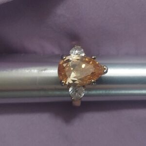 PalmBeach Seta 6.41 CT Citrine Pear Shape CZ Statement Ring Sz 8